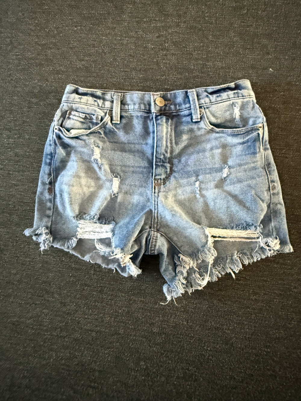 Mudd high rise stretch size 7 Light Blue Distressed Denim Shorts retro Classic
